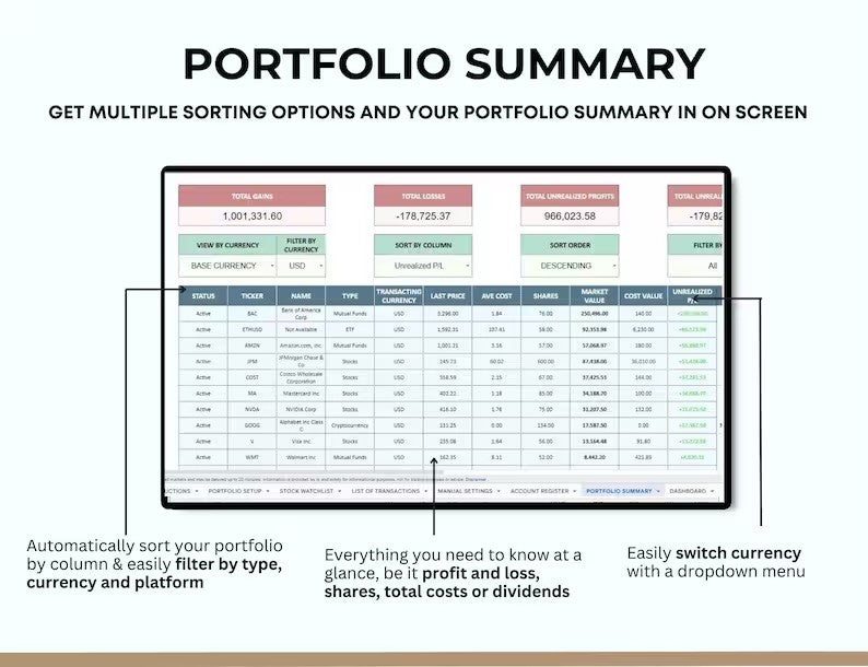 Investment Tracker | Google Sheets Template